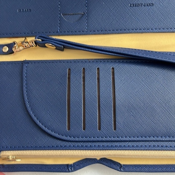 Travel Wallet Blue Leather NWOT - Picture 4 of 4